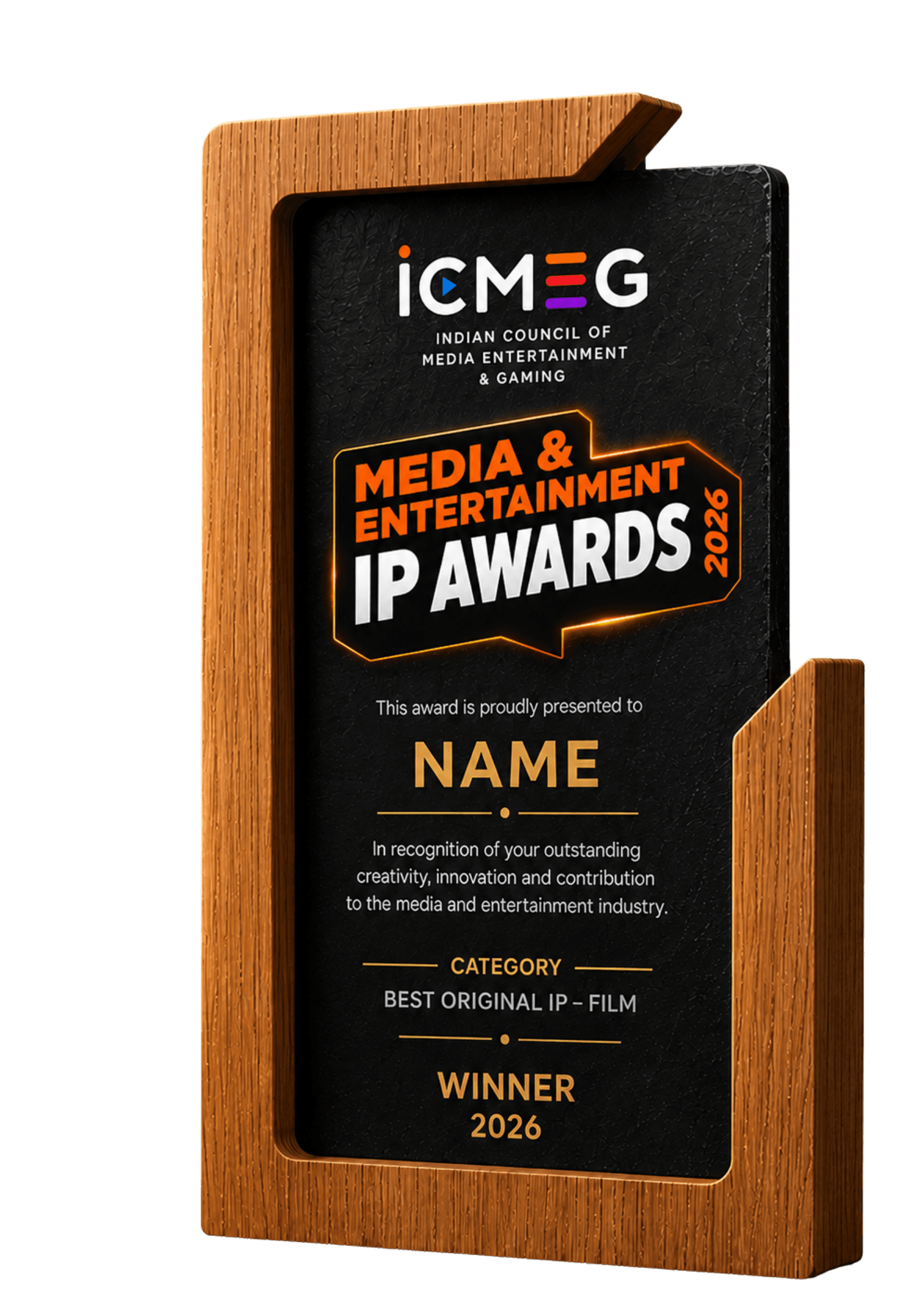 ICMEG Media & Entertainment IP Awards 2026 trophy